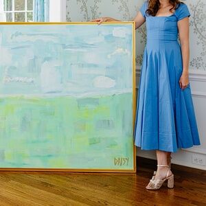 STAUD Wells pleated stretch-cotton poplin midi dress